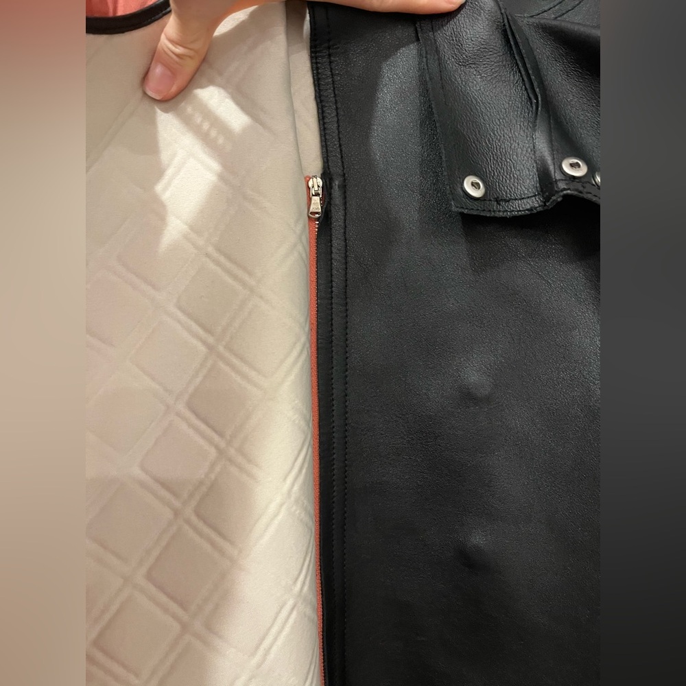 3.1 Phillip Lim Coral and Black Neoprene & Leather Coat - Picture 6 of 13